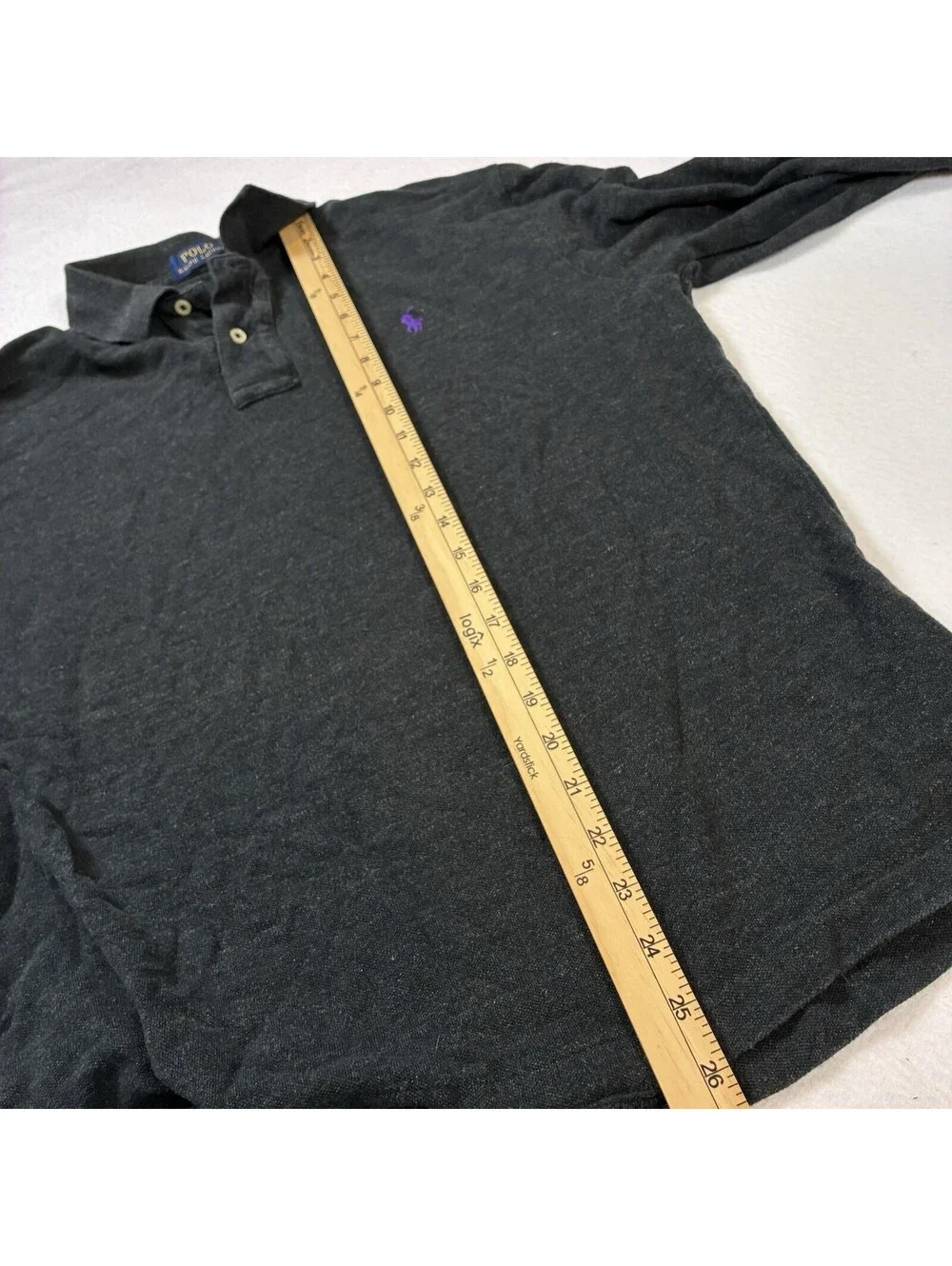 Polo Ralph Lauren Men’s Polo Shirt Size M Long Sleeve Dark Gray Purple Pony